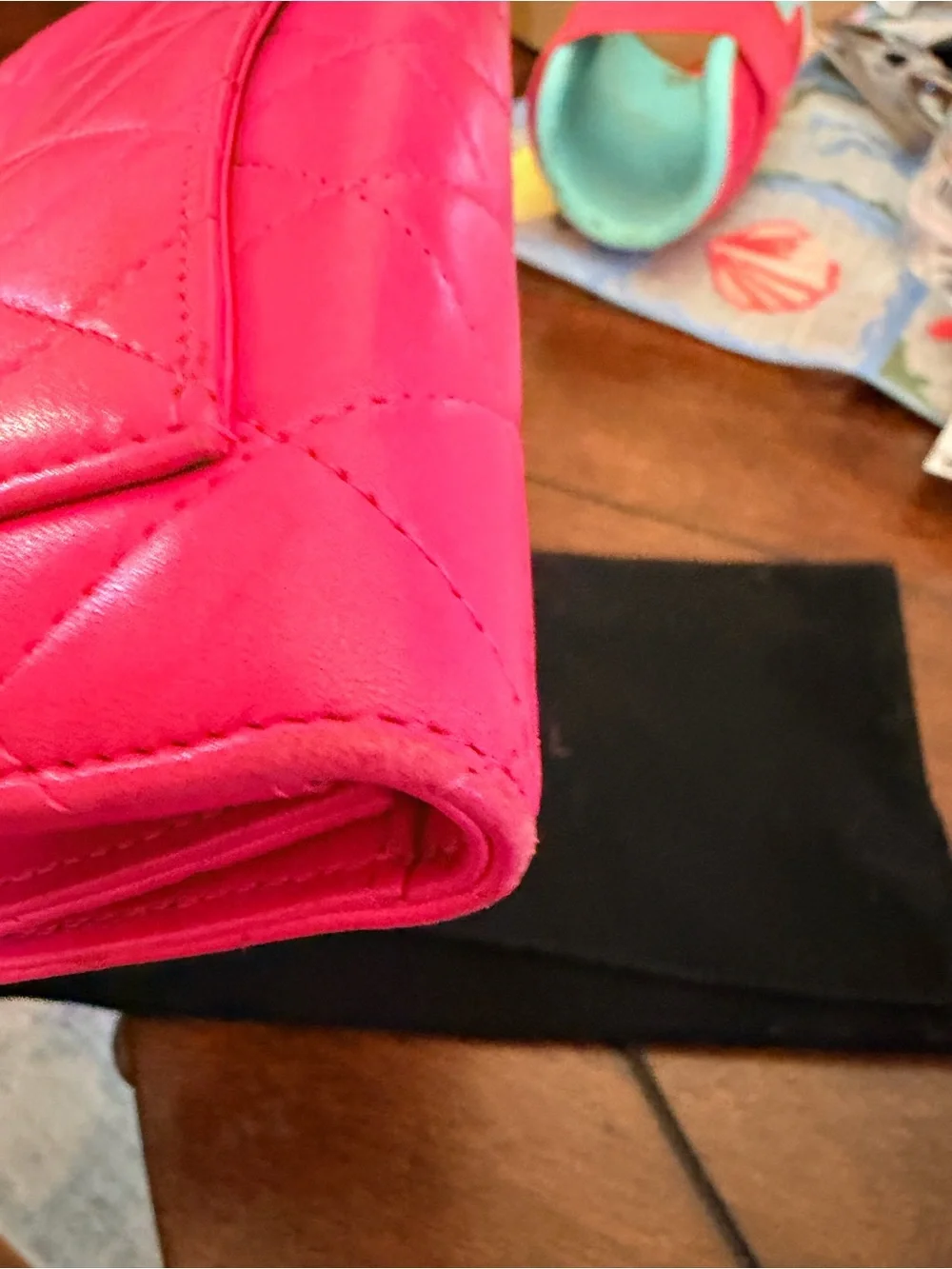 CHANEL Quilted Wallet in Fuchsia Pink with CC Logo